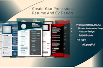 make a professional resume design or a modern cv template
