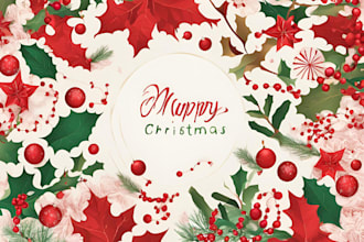 draw birthday, greeting, christmas card, postcard in hand drawn style