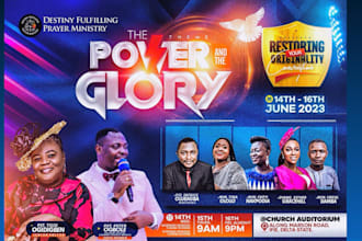 stunning church, event flyer design or postcard design