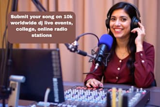 submit your song on 10k worldwide dj live events, college, online radio stations