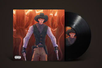 draw cartoon anime song album cover art for any music genre
