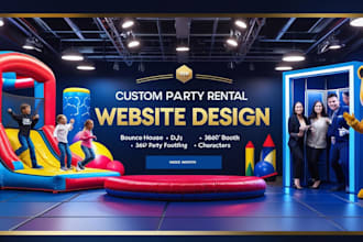 create bounce house rental website costumed characters 360 photobooth dj service