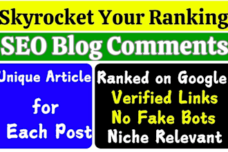 do high da pa unique handmade niche relevant blog comment backlinks