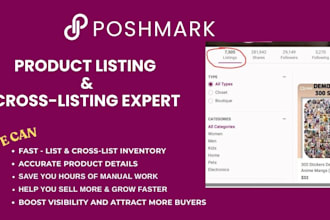 do product listing and crosslist for poshmark, ebay, mercari