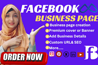 create a facebook business page and set up,fb advertising and marketing