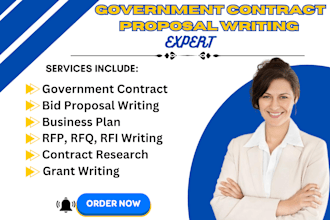 craft rfp, rfq, rfi proposals, research government contracts, and write bids