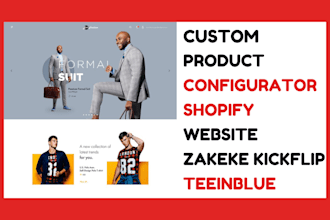 product configurator shopify store zakeke kickflip teeinblue website