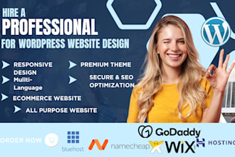 design wordpress website on hostinger, godaddy, bluehost, siteground, ionos