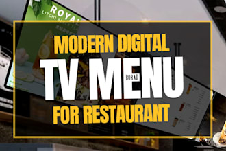 design static tv screen menu for restaurant