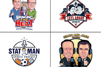 create a podcast logo and cover art with cartoon style