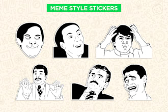do funny stickers in meme style