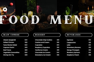 do restaurant menu design for bar, cafe, pubs, club, food truck,hotels,resort