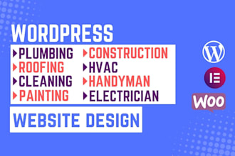 design wordpress roofing plumbing construction hvac, handyman cleaning website