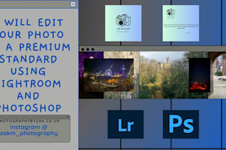 high end edit your photo using adobe lightroom and photoshop
