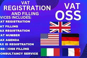 do vat oss registration and filling for france, germany, italy, uk and spain