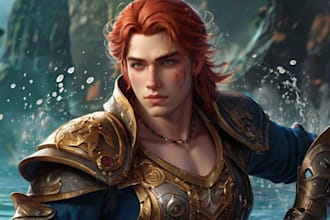 create fantasy character illustration, portrait, scene, splash art