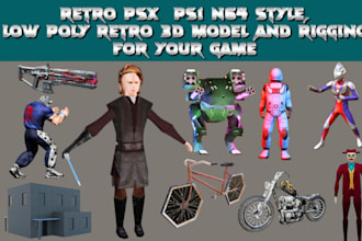 retro psx ps1 n64 style low poly retro 3d model and rigging for your game