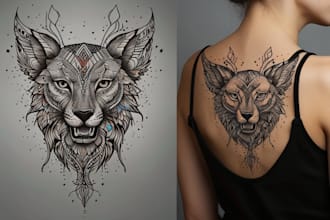 design a custom dotwork or lined tattoo