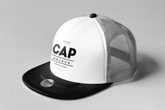 do hat design, cap design, beanie mockups with logo design