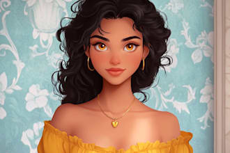 draw you a beautiful portrait in disney cartoon style