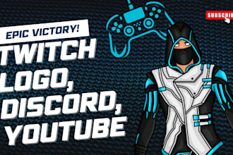 design discord, kick youtube banner, twitch logo design and discord role icon