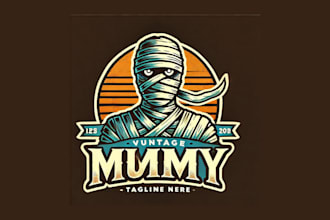do awesome vintage mummy logo with unlimited revisions