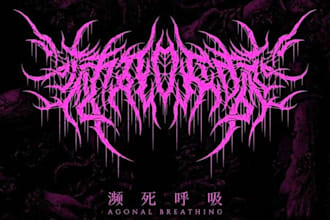 design a slamming death metal logo font with chrome