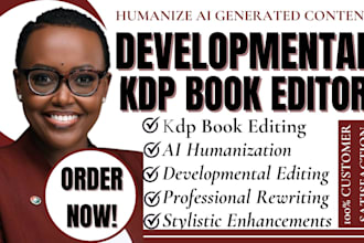 be kdp ebook editor, rewrite humanize ai generated content, developmental editor