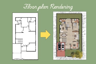 render you building plans with photoshop