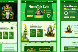 design meme coin landing page, crypto website, meme coin website, memecoin
