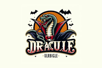 make unique vintage dracula snake logo for your company