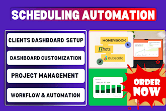 set up honeybook dubsado crm jira 17hats acuity scheduling workflow automation