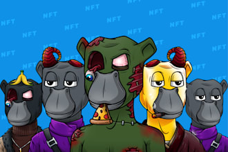 create cartoon characters for nft art or meme coin art