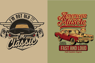 create vintage classic racing car and vector car logo
