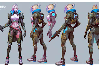 do cyberpunk, sci fi, robot, mecha character concept art