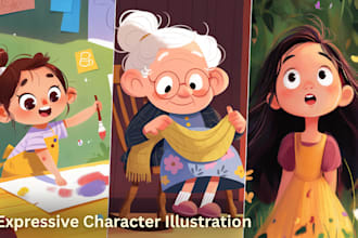 create adorable character illustration for children story book
