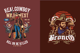 design vintage animal cowboy western logo
