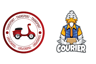make unique delivery man courier service logo