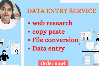 do data entry, web scraping, file conversion