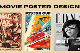design retro vintage movie poster illustration old school vintage poster art