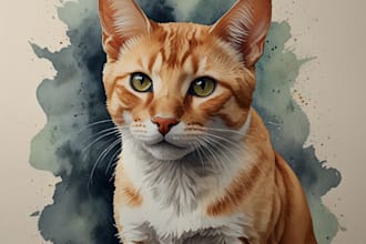 draw a simple watercolor portrait of your pet