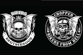 do vintage classic biker skull dragon logo for your business