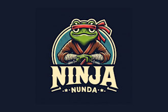 do unique vintage ninja frog logo with unlimited revisions