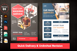 do professional auto detailing, car wash, car rental and service flyer design