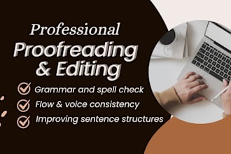 spell check, grammar check, proofread and edit english document