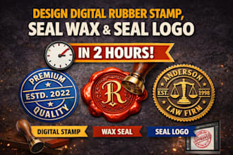 design digital rubber stamp seal wax or seal logo in 2 hours