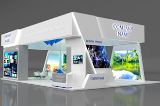 design trade show booth, backdrop display, kiosks, roll up banner for exhibition