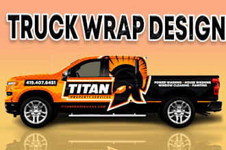 create a truck wrap design, car wrap, van wrap  food truck wrap, vehicle wrap