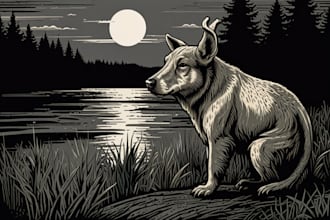 create artistic linocut illustration in my style