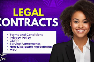 draft ndas, terms and conditions, privacy policies, and service agreements